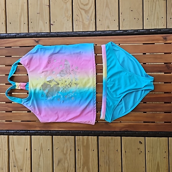 Wonder Nation Girls 14/16 Mermaid Magic Tankini - Picture 1 of 7
